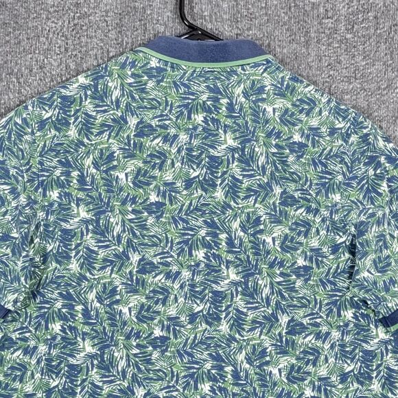 Lands End Polo Shirt Mens Large Blue Green Floral Short Sleeve Traditional Fit - Picture 8 of 12